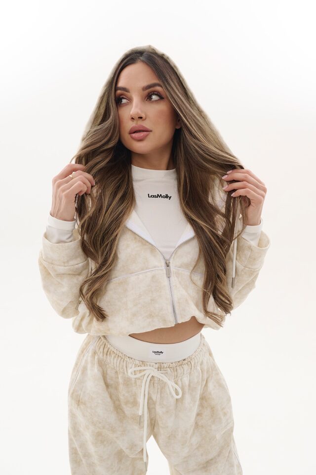 Худи на замке LAZY цвет БЕЖЕВЫЙ