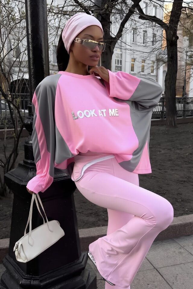 Лонгслив LASMOLLY FAN цвет РОЗОВО-СЕРЫЙ