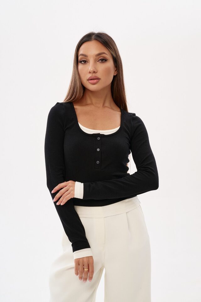 Лонгслив GENTLY цвет ЧЕРНЫЙ